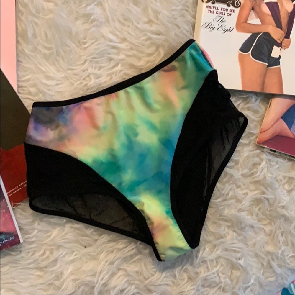 High waisted pastel tie dye & mesh briefs